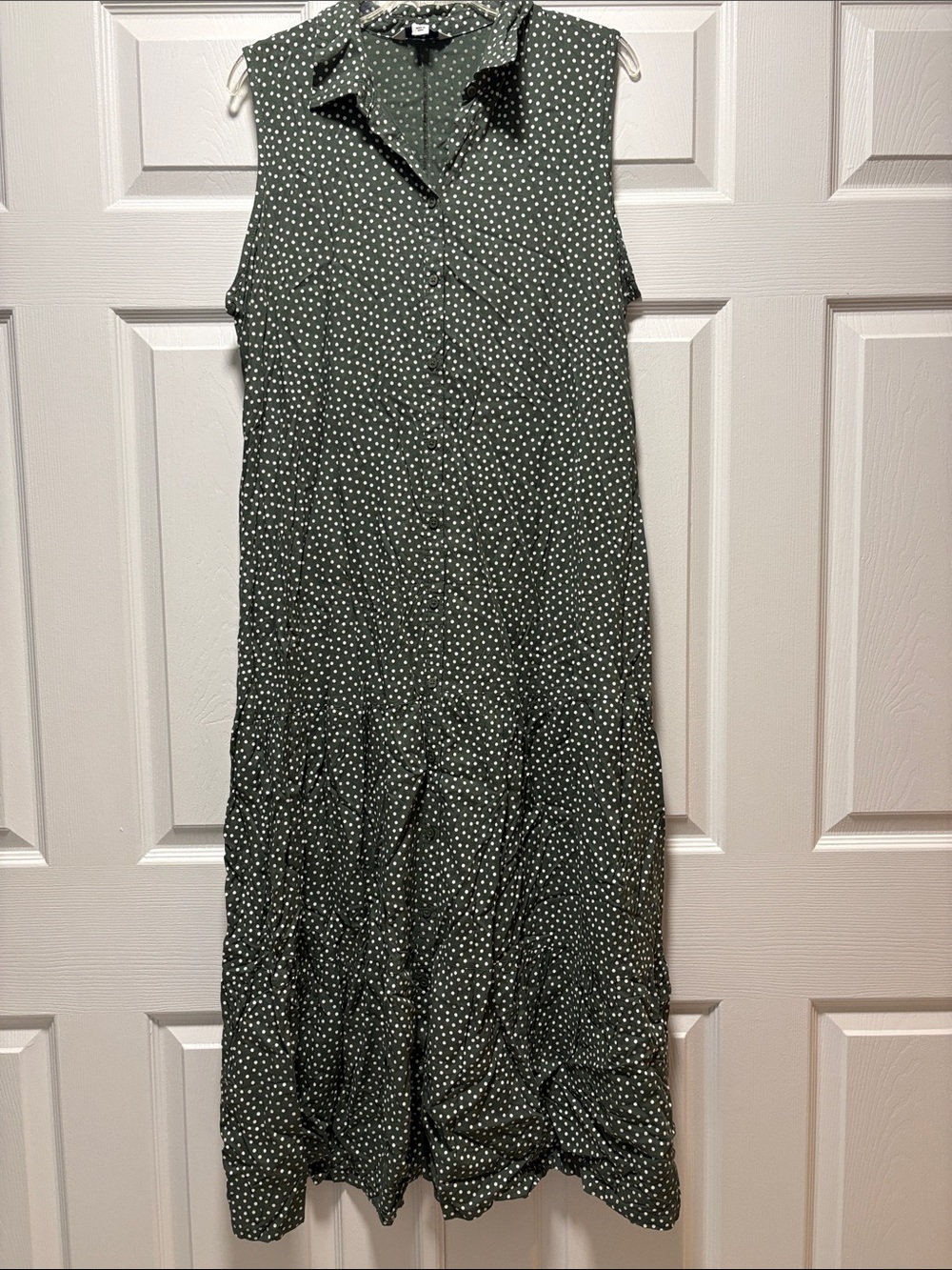 croft & barrow Olive Green Polka Dot Sleeveless Shirt Dress